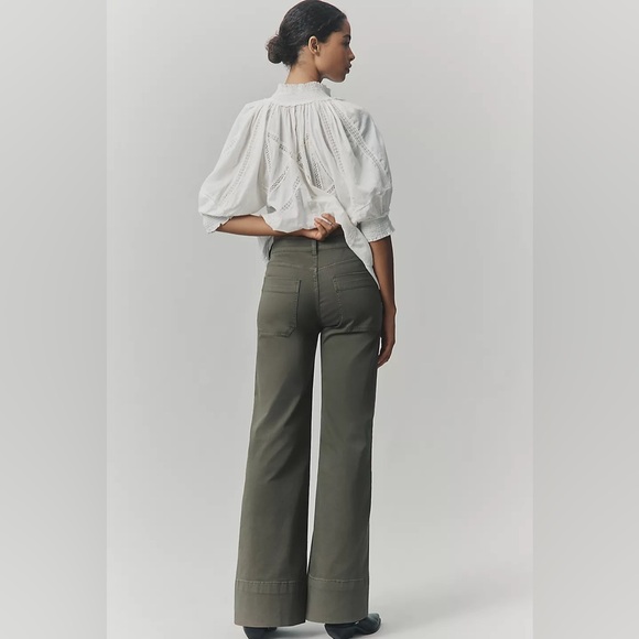 NWT The Rylan Relaxed High Rise Flare Pants by Pilcro in Dried Fern, size 34 - Picture 2 of 13